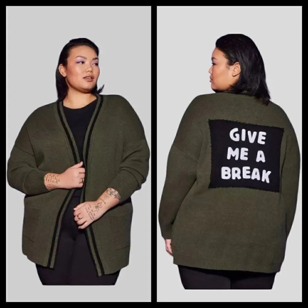 1X 14W 16W Torrid Green Long Sweater Cardigan Give Me A Break Lovesick Relaxed